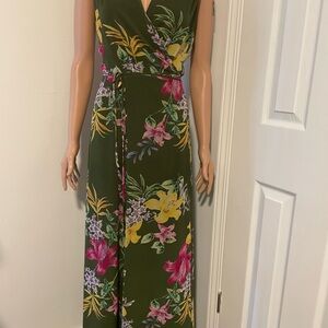 Floral Green Wrap Dress